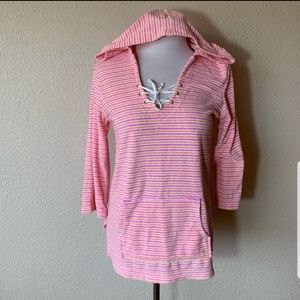 Lily Pulitzer Pullover Hoodie Sweater V-Neck